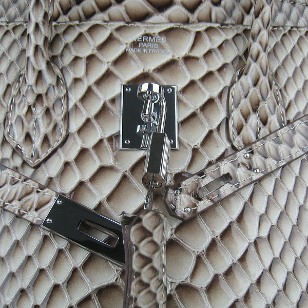 High Quality Fake Hermes Birkin 35CM Fish Veins Leather Bag Grey 6089
